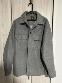 グレー ウール混紡 シャツジャケット
