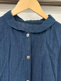 連休セール❗️美品✨群言堂　藍染　綿麻　シャツワンピース　ゆったり着れる