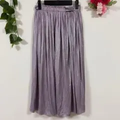 【イッツインターナショナル】プリーツ ロングスカート M ライトパープルのサムネイル