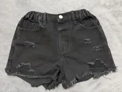 ショートパンツ　ダメージデニム　ダメージジーンズ　ブラック　黒　140cm