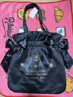 タグ付⭐︎Maison de Fleurs リボン付きブラックトートバッグ