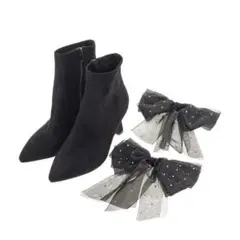 値下◎RANDA 2WAYバックリボンストレッチブーツ 【BLACK/Lサイズ】