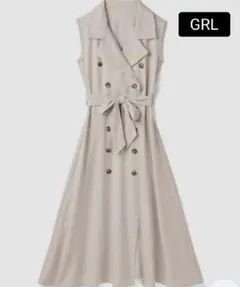 GRL 新品タグ付きトレンチ風ノースリーブワンピース アイボリー ベルト付き M