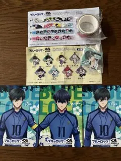 ブルーロック カード3枚　マスキングテープ　チャームセット　くら寿司