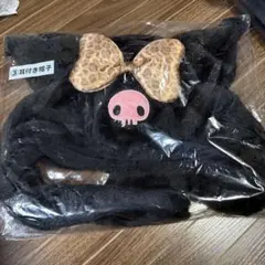 クロミ 耳付き帽子 ヒョウ柄リボン