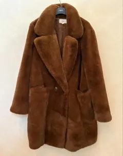 next ブラウン フェイクファー セミロングコート