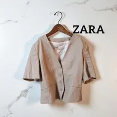 ZARA　クロップド　リネン　ブレザー　XS