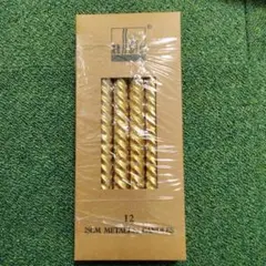 Alite メタリックゴールド ツイストキャンドル 25cm 12本入り