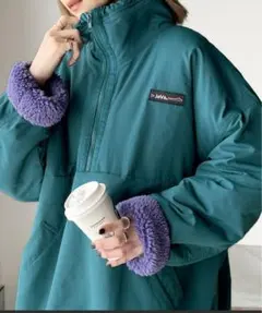 java リバーシブル　ハーフジップ ナイロン ボア