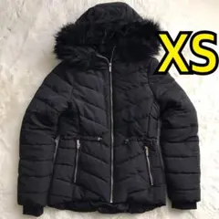 H&M キルティングジャケット　ブルゾン　フード付き　黒　XSサイズ