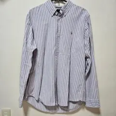 Ralph Lauren ストライプ ボタンダウンシャツ Lサイズ パープル