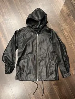 Margin 44 フェイクレザー　オーバーサイズ　フーデットパーカー