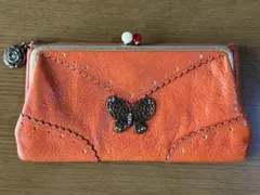 ANNA SUI 長財布 マチルダがま口 蝶モチーフ オレンジ