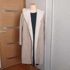 ウール×ボア　フードロングコート