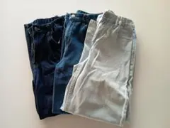 ユニクロキッズデニムパンツ 3本セット ワイドシルエット