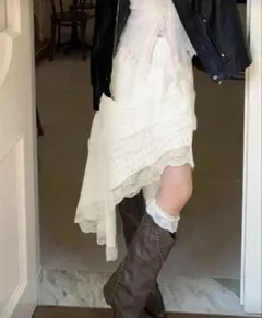 アシンメトリー レース ロングスカート