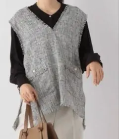 フリンジツイードベスト 春夏秋万能