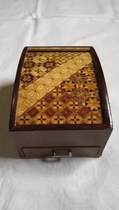 3-2★美品 アンティーク 箱根寄木細工 仕掛け付き 小物入れ 昭和レトロ