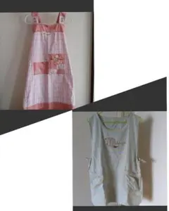 エプロン　ピンク　水色 前掛け　2枚セット　まとめ売り　レディース　キッズ