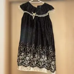 KUMIKYOKU ワンピース ブラック ドット柄 LL 130〜140cm