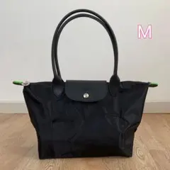 Longchamp Le Pliage トートバッグ M ブラック 黒 馬刺繍