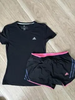 adidas ジャージ上下セット 黒×ピンク
