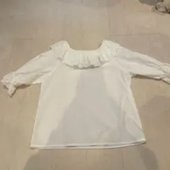 GU ホワイト フリル付き 5分丈シャツ