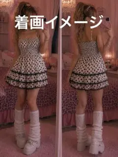 平成 姫ギャル ウィッシュコア 水玉ドット ビッグリボンキャミソール