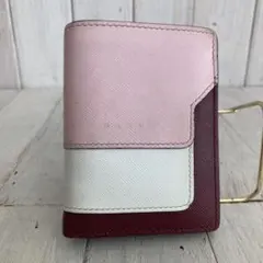 MARNI マルニ メッシュ折り財布コンパクトウオレット　ピンク×ホワイトのサムネイル
