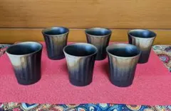 美濃焼和風カフェグラス6個セット 黒とグラデーション