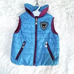 ミキハウスダブルビー 90cm ダウンベスト 中綿ダウン リバーシブル クマ刺繍