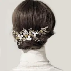 髪飾り 結婚式 ヘッドドレス 花 ヘアピン パール ゴールド ヘアアクセサリー