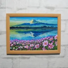 油絵 油彩 油彩画 絵 絵画【桜とネモフィラ】 - メルカリ