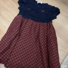 familiar 半袖ブラウス チェック柄 りんご刺繍 120 - メルカリ