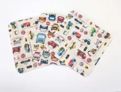 ②車柄　ハンカチ　Wガーゼ　ハンドメイド　幼稚園　入園　入学