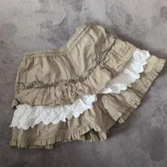 ニットプランナーケーピーKPフリル付きベージュショートパンツ 130