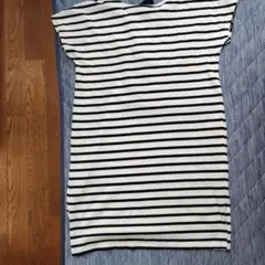 earthストライプ柄カジュアルドレス（フレンチスリーブ）