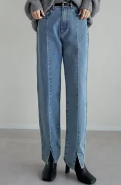 完売色【リエディ】センタースリットリサイクルデニムパンツ