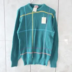 新品 レトロ配色ニット マルチカラー グリーン ヴィンテージ風 Hantford