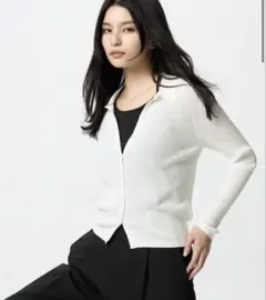 UNIQLO リブポロカーディガン オフホワイト Lサイズ