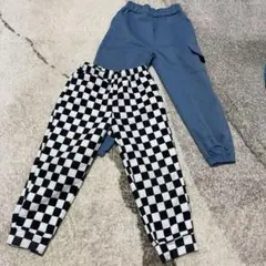 SHEIN 4Y チェック柄・無地パンツセット