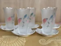 花柄フロストガラスコップ6個セット