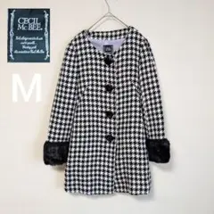美品✨セシルマクビー M ノーカラーコート　ファーコート CECIL 秋冬