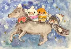 ダークホースウマコ走る！12/28 12（原画）ポストカードサイズの用紙のみ