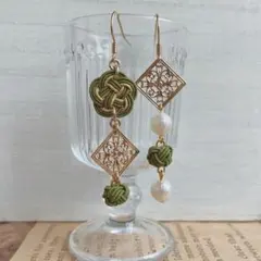 水引＊彩紋 【常盤】　梅結び/ピアス/イヤリング