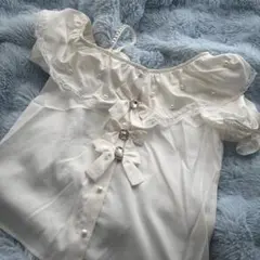 Ank Rouge ワンショルリボンブラウス ホワイト