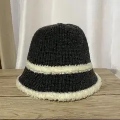 冬前SALE 新品未使用 ニットバケットハット グレー ホワイト