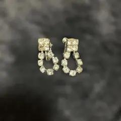 アンティーク〜ヴィンテージのシルバー ダイヤモンド風クリスタル イヤリング