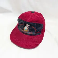 【vintage】希少80sうさぎ刺繍耳当て付きコーデュロイ7パネルキャップ