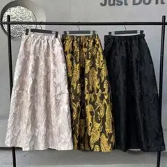 エレガント ジャカード ロングスカート 着痩せ効果 カジュアル 早い者勝ち